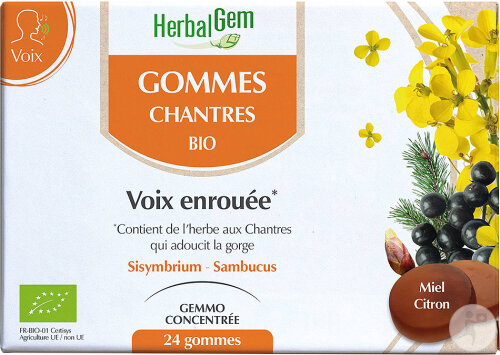 Herbalgem Gommes Chantres Bio Voix Enrouée 24Gommes