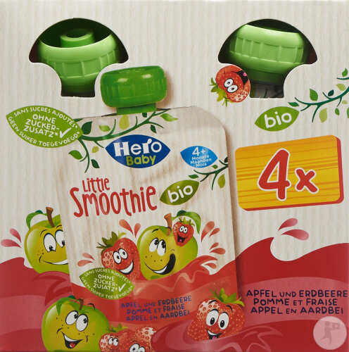 Hero Baby Bio Little Smoothie Pomme Et Fraise 4x90g