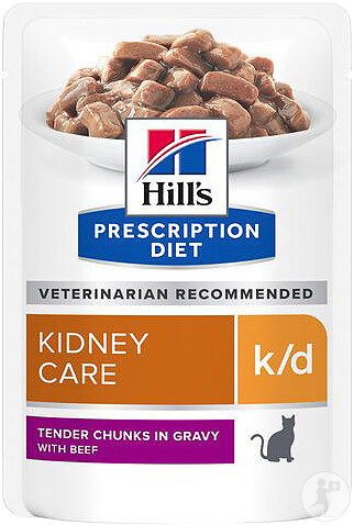 Hill's Pet Nutrition Prescription Diet Kidney Care K/D Feline Au Bœuf 12x85g
