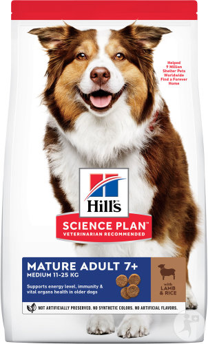 Hill's Science Plan Mature Adulte 7+ Medium Aliment Pour Chien Agneau Et Riz 14kg