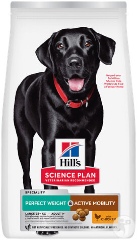 Hill's Science Plan Adult Perfect Weight & Active Mobility Large Breed Croquettes Chien Poulet 12kg