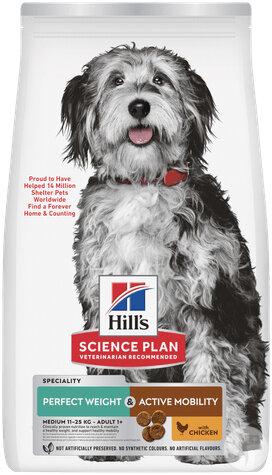 Hill's Science Plan Adult Perfect Weight & Active Mobility Medium Croquettes Chien Poulet 2,5kg