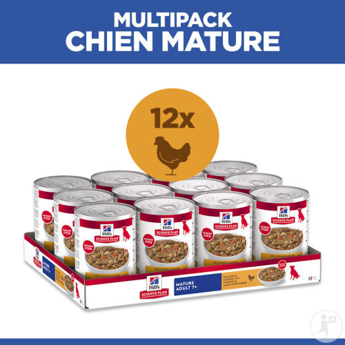 Hill’s Science Plan Mature Adult Mijoté Pour Chien Mature Au Poulet Et Légumes 12x363g-4