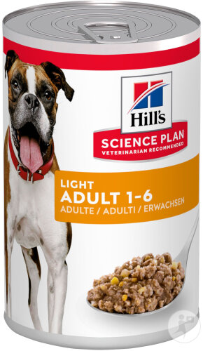 Hill's Science Plan Light Adult Nourriture Pour Chiens Au Poulet Boîte 12x370g