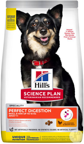 Hill's Science Plan Perfect Digestion Small&Mini Chien Adulte +1 Ans Au Poulet Et Riz 1 Sachet 1,5kg