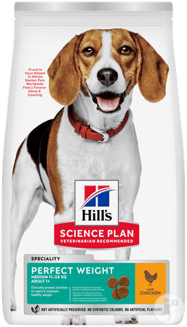 Hill's Science Plan Perfect Weight Chien Adulte Medium Poulet 12kg