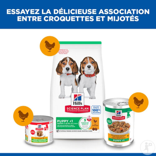 Hill’s Science Plan Puppy Mijoté Pour Chiot Au Poulet Et Légumes Ajoutés Boîte 12x363g-3