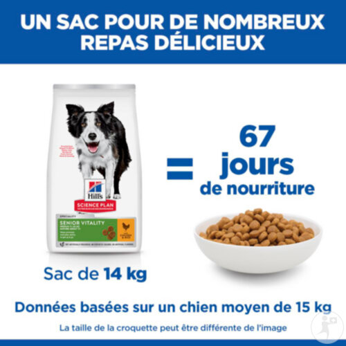 Hill's Science Plan Senior Vitality Aliment Pour Medium Chien Mature 7+ Au Poulet & Riz 14kg-5