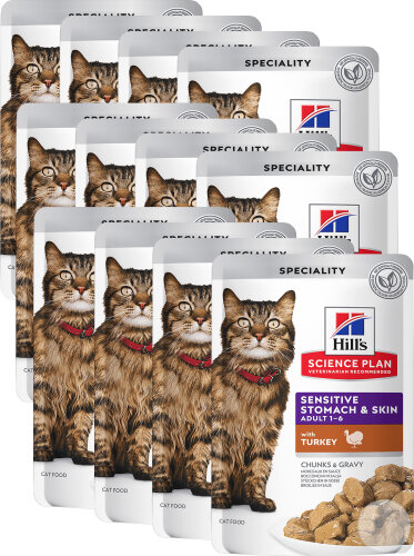 Hill’s Science Plan Sensitive Stomach & Skin Sachet Repas Pour Chat Adulte À La Dinde 12x85g
