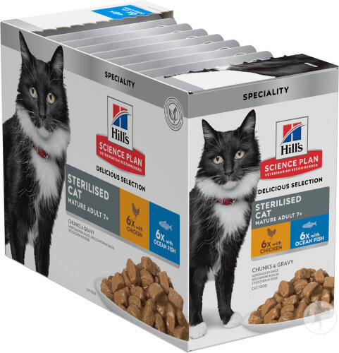 Hill's Science Plan Sterilised Cat Mature Sachet Repas Pour Chat Mature Stérilisé 12x85g