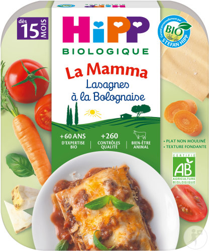 HiPP Biologique La Mamma Lasagnes À La Bolognaise Dès 15 Mois Assiette 250g