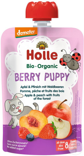 Holle Bio Berry Puppy Gourde Pomme Pêche Et Fruits Des Bois 100g