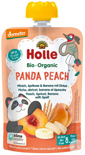 Holle Panda Peach Pouchy Pêche/Abricot/Banane/Épeautre 100g