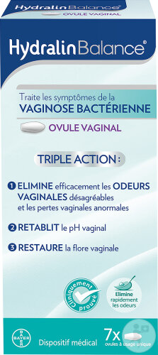 HydralinBalance Ovule Vaginal Traitement Intime Vaginose Bactérienne/Odeur Vaginale 7 Pièces