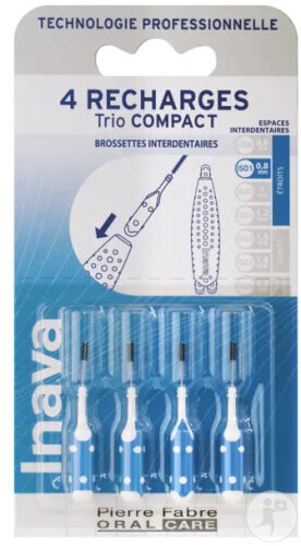 Inava Recharges Brossettes Interdentaires Bleu ISO 1 0,8mm 4 Pièces