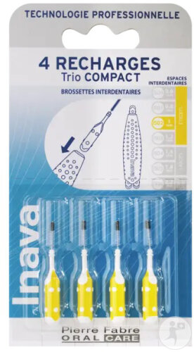Inava Recharges Brossettes Interdentaires Jaune ISO 2 1mm 4 Pièces