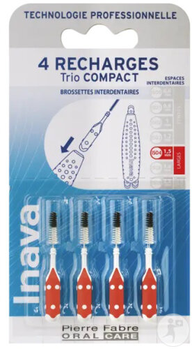 Inava Recharges Brossettes Interdentaires Rouge ISO 4 1,5mm 4 Pièces