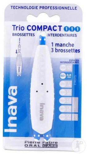 Inava Brossettes Trio Compact Étroit 111 Bleu 0,8mm 3 Pièces