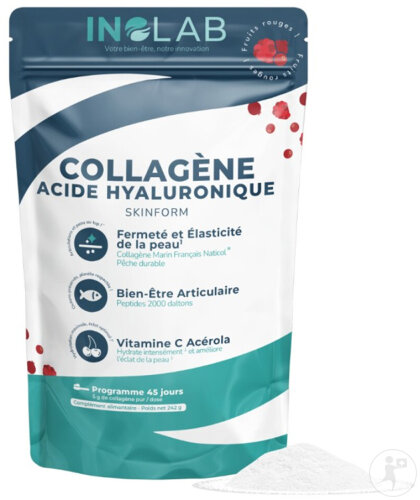 Inolab Collagen Naticol Marin/Acide Hyaluronique Fruits Rouges Skinform Poudre 242g
