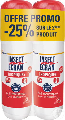 Insect Ecran Anti-Moustiques Tropiques Spray Répulsif Peau 2x75ml