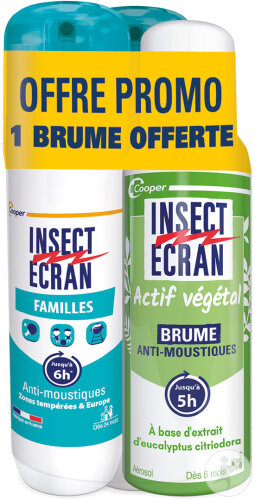 Insect Ecran Familles Répulsif Peau Spray 2x100ml + Brume