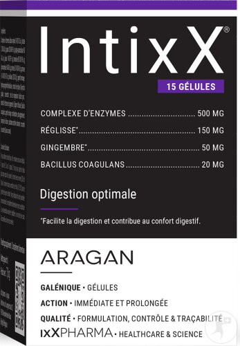 ixX Pharma IntixX Digestion Enzymes Réglisse Gingembre & Probiotiques 15 Gélules