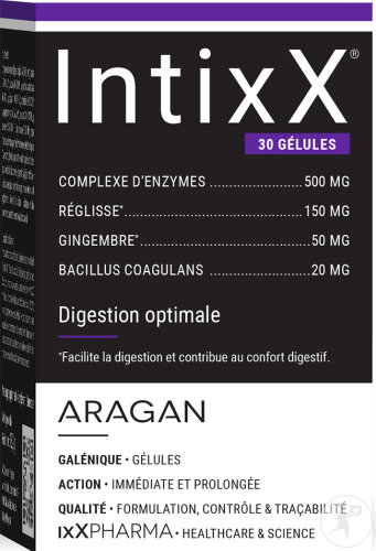 ixX Pharma IntixX Digestion Enzymes Réglisse Gingembre & Probiotiques 30 Gélules