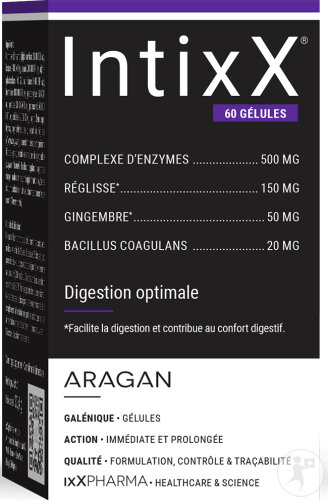 ixX Pharma IntixX Digestion Enzymes Réglisse Gingembre & Probiotiques 60 Gélules