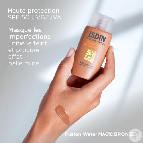 Isdin Fotoprotector Fusion Water Color Crème Solaire Teintée Bronze IP50 Flacon 50ml-4