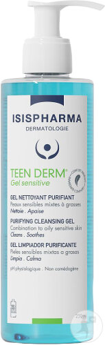 Isispharma Teen Derm Gel Sensitive Nettoyant Purifiant Flacon Pompe 250ml