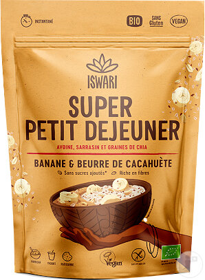 Iswari Super Petit Déjeuner Banane Et Beurre De Cacahuètes Sachet 360g