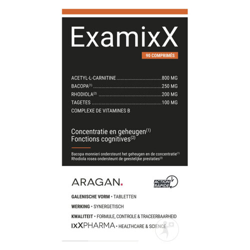 ixX Pharma ExamixX Mémoire Concentration Bacopa Rhodiola & Vitamines B 90 Comprimés-2