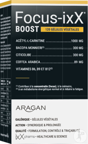ixX Pharma Focus ixX Boost Caféine Bacopa & Vitamines B Focus Et Mémoire 120 Gélules