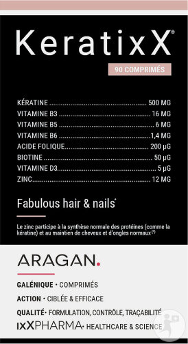ixX Pharma KeratixX Cheveux & Ongles Kératine Zinc & Vitamines B-D Croissance & Vitalité 90 Gélules