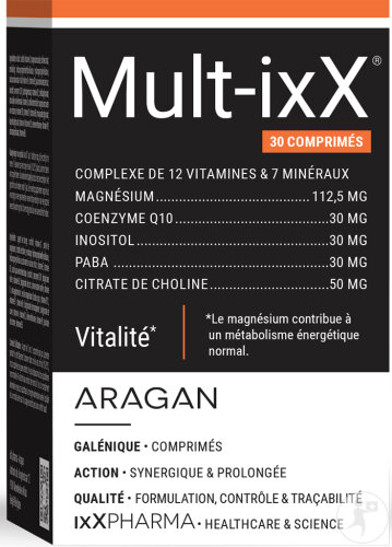 ixX Pharma Mult-ixX Énergie & Vitalité 12 Vitamines 7 Minéraux CoQ10 30 Comprimés