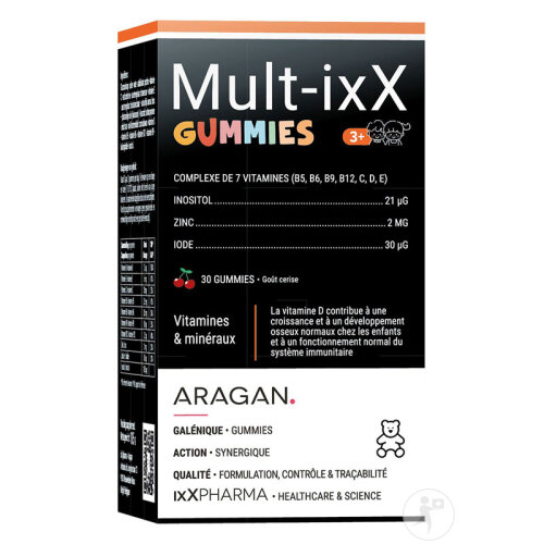 ixX Pharma Mult-ixX Gummies Croissance/Immunité Enfants 7 Vitamines Zinc/Iode/Vitamine D3 30 Pièces-2