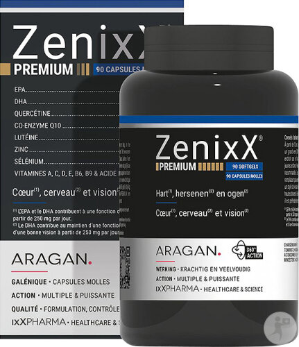 ixX Pharma ZenixX Cœur Cerveau & Vision Oméga-3 EPA & DHA CoQ10 Zinc 90 Capsules