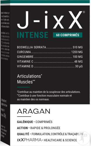 ixX Pharma J-ixX Intense Mobilité/Confort Articulaire Boswellia/Curcuma/Vitamines C-D 60 Comprimés