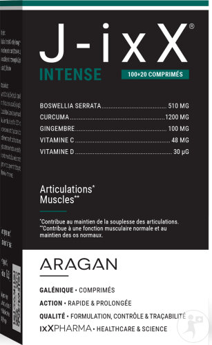 ixX Pharma J-ixX Intense Mobilité/Confort Articulaire Boswellia/Curcuma/Vitamines C-D 120 Comprimés