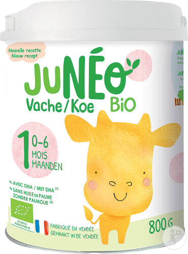 Junéo 1 Lait Vache Bébés 0-6 Mois Lait Biologique En Poudre 800g