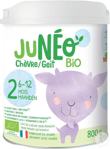 Junéo 2 Lait Chèvre Bébés 6-12 Mois Lait Biologique En Poudre 800g