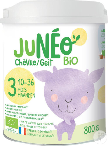 Junéo 3 Lait Chèvre Bébés 10-36 Mois Lait Biologique En Poudre 800g