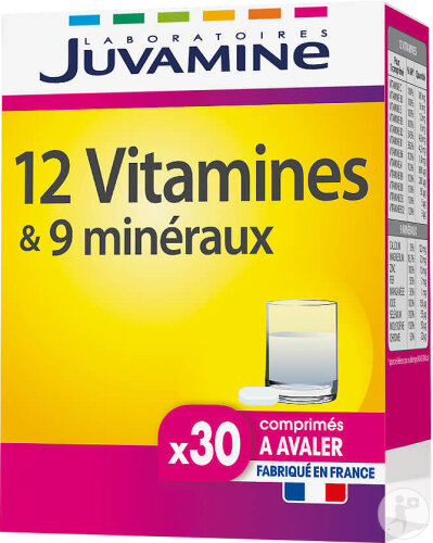Juvamine 12 Vitamines Et 9 Minéraux 30 Comprimés À Avaler