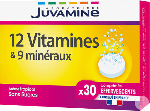 Juvamine 12 Vitamines Et 9 Minéraux 30 Comprimés Effervescents