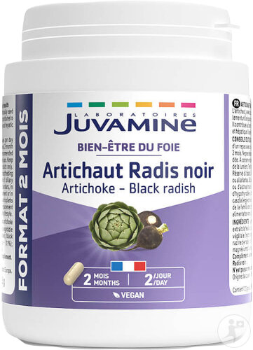 Juvamine Artichaut Radis Noir Format 2 Mois 120 Gélules Végétales