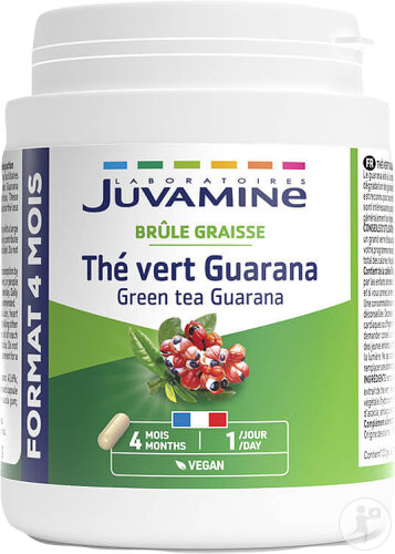 Juvamine Brûle-Graisse Thé Vert Guarana Format Cure Longue 120 Gélules Végétales