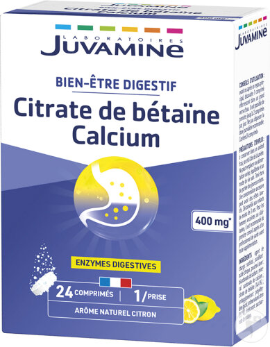 Juvamine Citrate De Bétaïne Calcium Arôme Citron 24 Comprimés Effervescents
