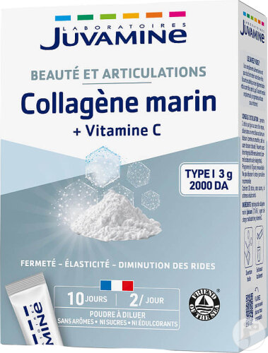 Juvamine Collagène Marin 3000mg + Vitamine C 20 Sticks De Poudre À Diluer