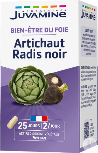 Juvamine Digestion Artichaut Radis Noir Bien-Être Du Foie 50 Gélules Végétales
