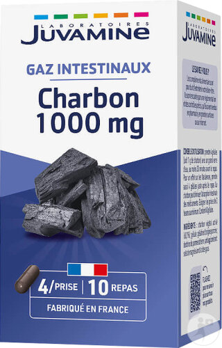 Juvamine Digestion Ballonnements Charbon 1000mg 40 Gélules